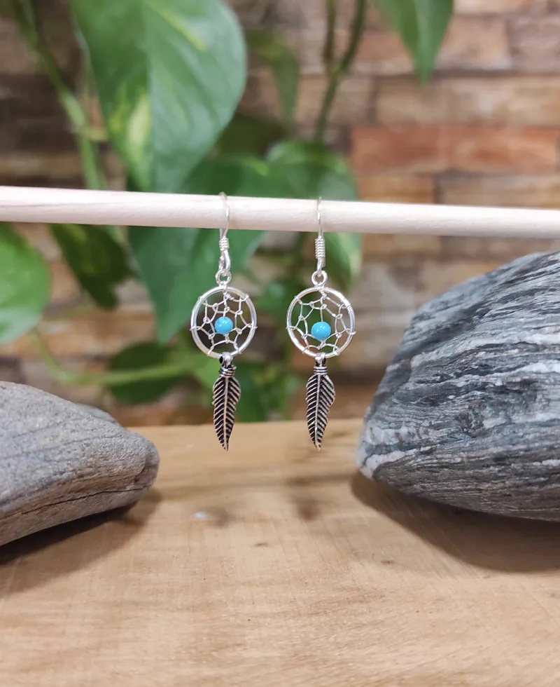 Pendientes Atrapasueños con turquesa